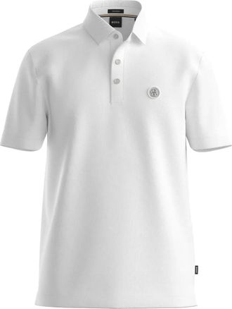 BOSS Poloshirt met knopen en logo - Wit