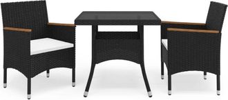 vidaXL Muebles De Jard&iacute;n 3 Piezas Rat&aacute;n Sint&eacute;tico Negro Y Acacia Vidaxl