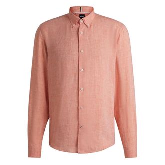 HUGO BOSS Hemd - Heren - Casual Overhemden - Oranje - M - Overhemden