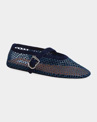 Alaia Crystal Mesh Ballet Flats