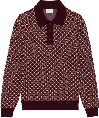 Dr&ocirc;le de Monsieur Jacquard Longsleeve Polo Brown