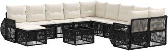 vidaXL Conjunto De Sof&aacute;s De Jard&iacute;n 12 Uds. Negro Rat&aacute;n Sint&eacute;tico Vidaxl