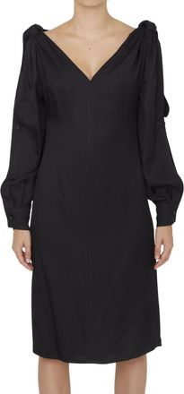 Bottega Veneta Black V Neck Midi Dress