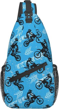 Generic Guys Motocross Geometric Elements Grunge Texture Crossbody Bag Trendy Shoulder Bag Adjustable Crossbody Bags For Outdoors Traveling Cycling