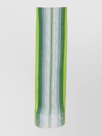 Missoni viscose scarf zigzag pattern fringe