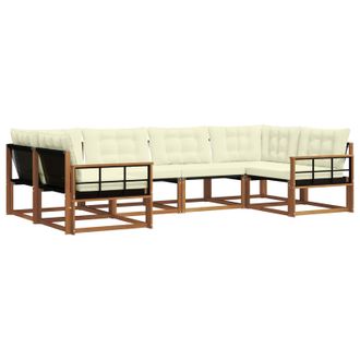 vidaXL Conjunto De Sof&aacute;s De Exterior Con Coj&iacute;n 6 Pcs Natural Y Crema Vidaxl