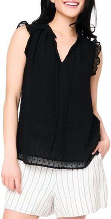 Gibsonlook Clip Dot Ruffle Accent Top in Black at Nordstrom Rack, Size Xx-Small