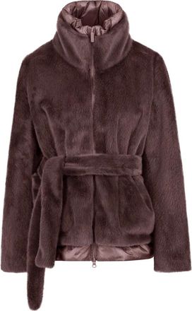 Bomboogie Jas met hoge kraag van imitatiebont - Dames - Jassen - Bruin - Maat: XS Leer