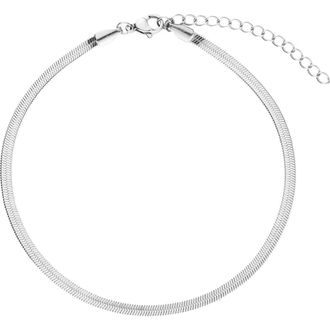 Adornia Tarnish Resistant Herringbone Chain Anklet in Silver at Nordstrom Rack