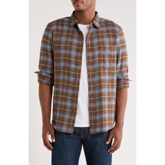 Treasure & Bond Ombr&eacute; Check Slub Cotton Flannel Button-Up Shirt in Brown Desert Milo Plaid at Nordstrom Rack, Size Medium