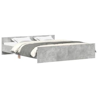 Berkfield Home Bed Frame with Headboard & Footboard Concrete Grey 200x200 cm