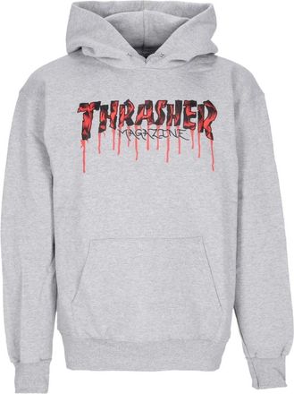 Thrasher Bloeddruppel hoodie licht staal/rood - Heren - Hoodies - Grijs - S - Katoen - Hoodies & sweatvesten