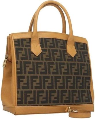 Fendi Pre-owned Handbags, female, Brown, Size: ONE SIZE Pre-owned Canvas Handbag