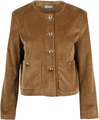 Marella Ronde hals jas - Dames - Blazers - Bruin - 3XS - Katoen - Jassen