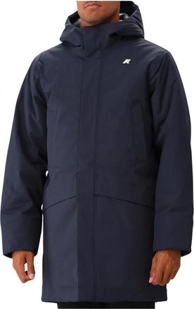 K-Way Blauwe Jarno Twill Marmotta Parka - Heren - Parka Jassen - Blauw - S - Polyester - Jassen