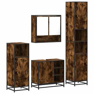Berkfield Home 4&not;Piece Bathroom Furniture Set&not;Smoked Oak Engineered Wood in Brown