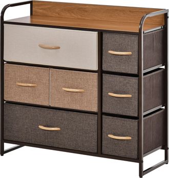 OEM C&oacute;moda Para Dormitorio Con 7 Cajones Plegables Parte Superior De Madera Y Marco Met&aacute;lico 80x29x78,5 Cm Multicolor