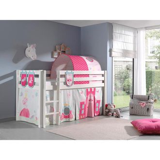 Les Tendances Les Tendances - Cama De Media Altura 90x200 Con Somier Y Funda Princesa Vipack Pino - Blanco