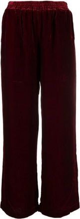 Gold Hawk Rode fluwelen broek met elastische tailleband - Dames - Wijde Broeken - Rood - XS - Broeken