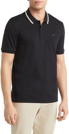 BOSS Penrose Tipped Polo in Blk at Nordstrom, Size Xxx-Large