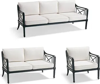 Frontgate Mercier Seating Replacement Cushions - Lounge Chair, Standard, Boucle Snow with Logic Bone Piping - Frontgate