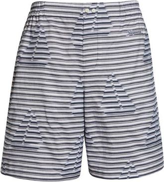 Jacquemus The Cale&ccedil;on Cotton Jacquard Shorts in Jacquard Boat Navy /White at Nordstrom, Size 34 Us
