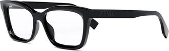 Fendi Lettering Optisch Montuur - unisex - Brillen - Zwart - 52 MM - Leer - Accessoires