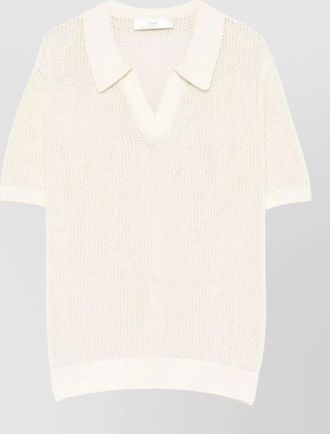 Dunst open-knit cotton and linen short-sleeve polo shirt