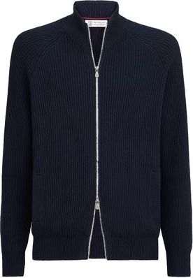 Brunello Cucinelli Malfil&eacute; cotton cardigan in Blue at Nordstrom, Size 52 It