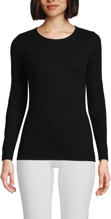 Lands End Cotton Rib T-shirt in Black at Nordstrom, Size X-Large