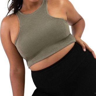 Bloch Crinkle Washed Racerback Crop Tank Top In Moss