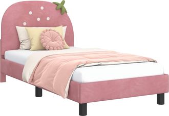 vidaXL Struttura Letto Bambini Con Testata Rosa 80 X 160 Cm Velluto Vidaxl