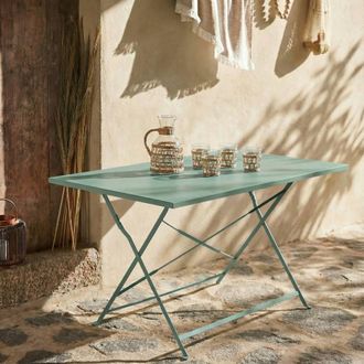 Sweeek 4-seater Folding Metal Bistro Garden Table in Green