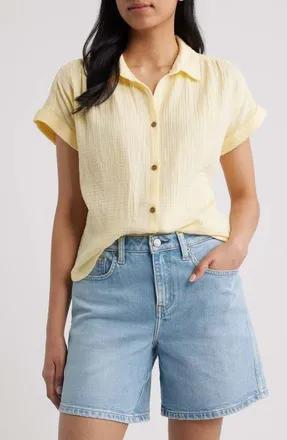 Beach Lunch Lounge Devin Gauze Shirt in Pale Banana at Nordstrom, Size X-Large