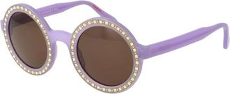 Andy Wolf Paarse Ronde Acetaat Zonnebril met Blauw Filter - unisex - Zonnebrillen - Paars - ONE Size - Wol - Accessoires