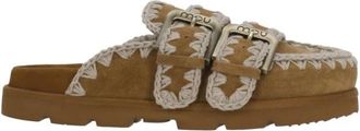 Mou Suede Leder Sabot Sandalen - Dames - Slip ons - Bruin - 37 EU - Leer - Schoenen