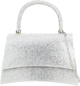 Girly HandBags Womens Embellished Handheld Evening Bag Medium Silver
