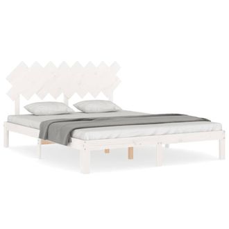 Berkfield Home Bed Frame with Headboard White 160x200 cm Solid Wood