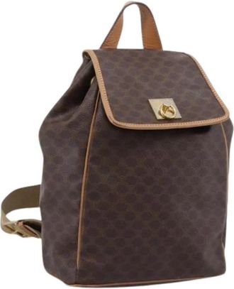 Celine Pre-owned Canvas Backpack - Dames - Vintage Rugzakken - Bruin - ONE Size - Leer - Vintage