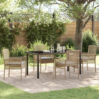 vidaXL Vidaxl - Conjunto De Comedor De Jard&iacute;n Con Coj&iacute;n 5 Pcs Beige Polirat&aacute;n