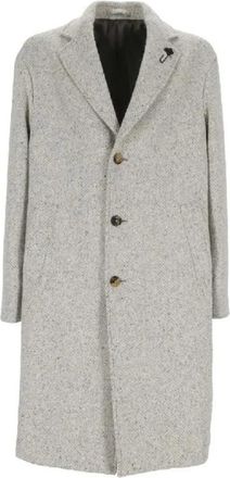 Lardini Jassen, Heren, Grijs, 2Xl, Leer, Boutonniere Pin Jas