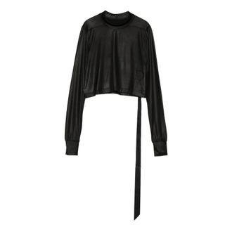 Rick Owens Sweatshirts, female, Black, Size: XS Cropped T-shirt