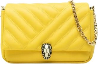 Bulgari Pre-owned Serpenti Cabochon Shoulder Bag - Dames - Vintage Schoudertas - Geel - ONE Size - Leer - Vintage