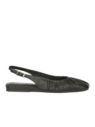 Ash Minimalist Black Leather Sandals With Adjustable Slingback Strap
