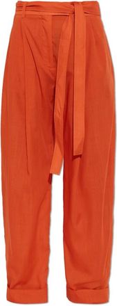 Ferragamo Broek met omgeslagen zoom - Dames - Wijde Broeken - Oranje - 2XS - Wol - Broeken