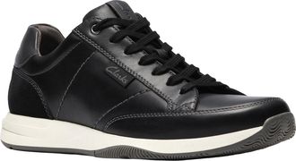 Clarks Mens Townview Lace Trainers, black leather, 7.5 UK