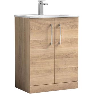 Nuie Nuie - Arno Floor Standing 2-Door Vanity Unit with Basin 2 600mm Wide - Bleached Oak