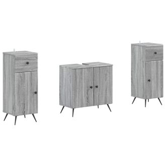 vidaXL Juego De Gabinete De Ba&ntilde;o De 2 Piezas Breda Sonoma Gris Vidaxl
