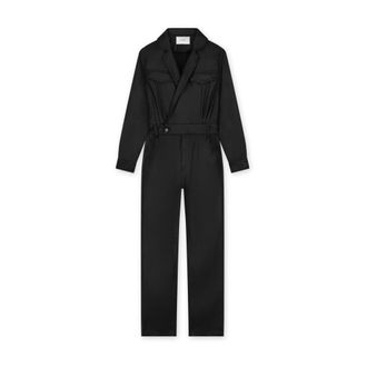 Homage Jumpsuits & Playsuits, Dames, Zwart, S, Zwarte flowy coated jumpsuit met cross over stijl