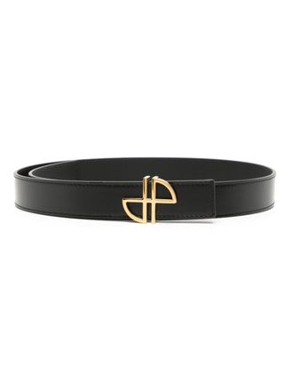 Patou logo-buckle leather belt - women - Calf Leather - 85 - Black